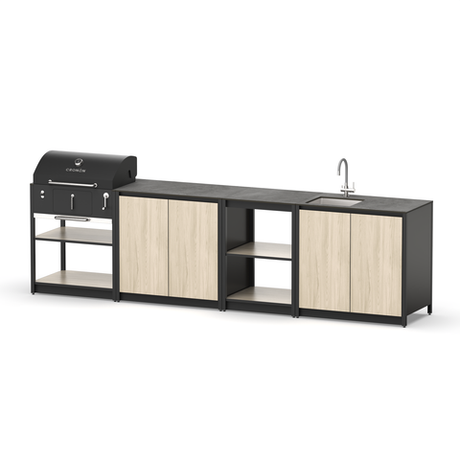 Барбекю комплекс Lounge F-111SB, 3.2 м, дуб сонома/черный мрамор