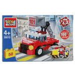 Конструктор пластмассовый 2в1 50эл. инерция "Пожарная машина с люлькой" 35013-JS (Город мастеров)