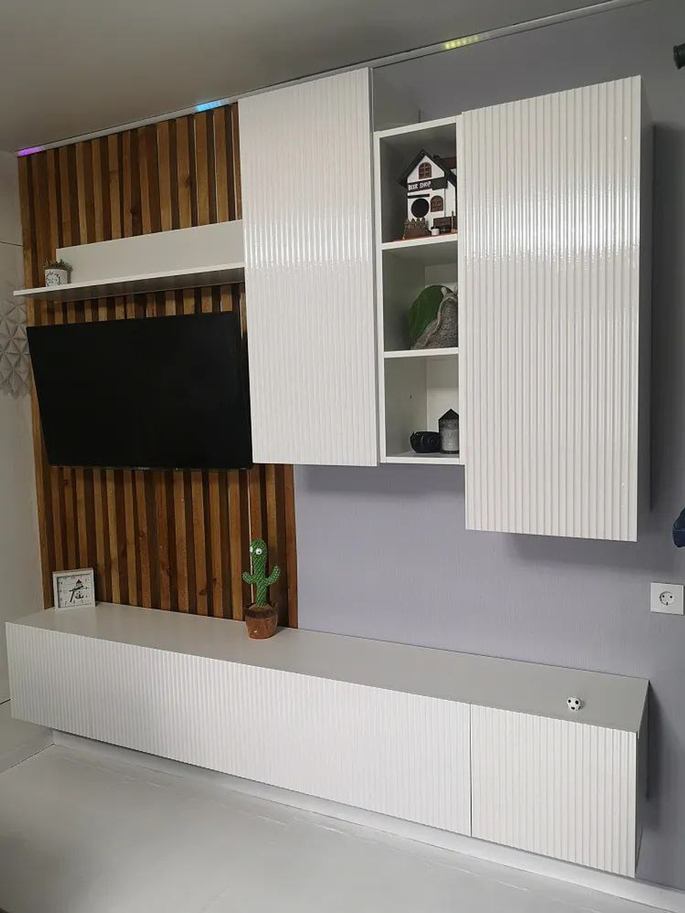 Гостиная Сканди НМ-001 - Белый глянец / Белый гладкий