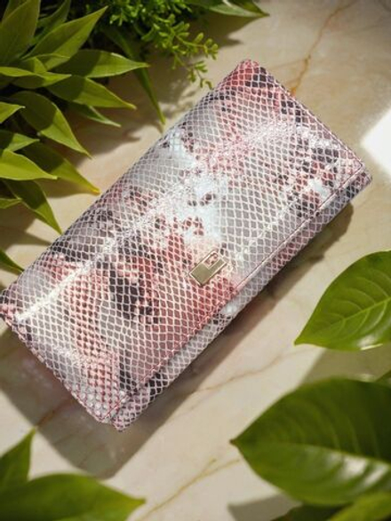 Компактный большой женский кошелек натуральная кожа под рептилию