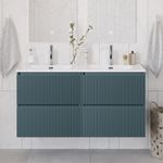 Тумба с раковиной подвесная BelBagno UNO-1200-4C-SO-AO Голубой матовый, раковина белая BB-8099-120-2 с 2-я чашами