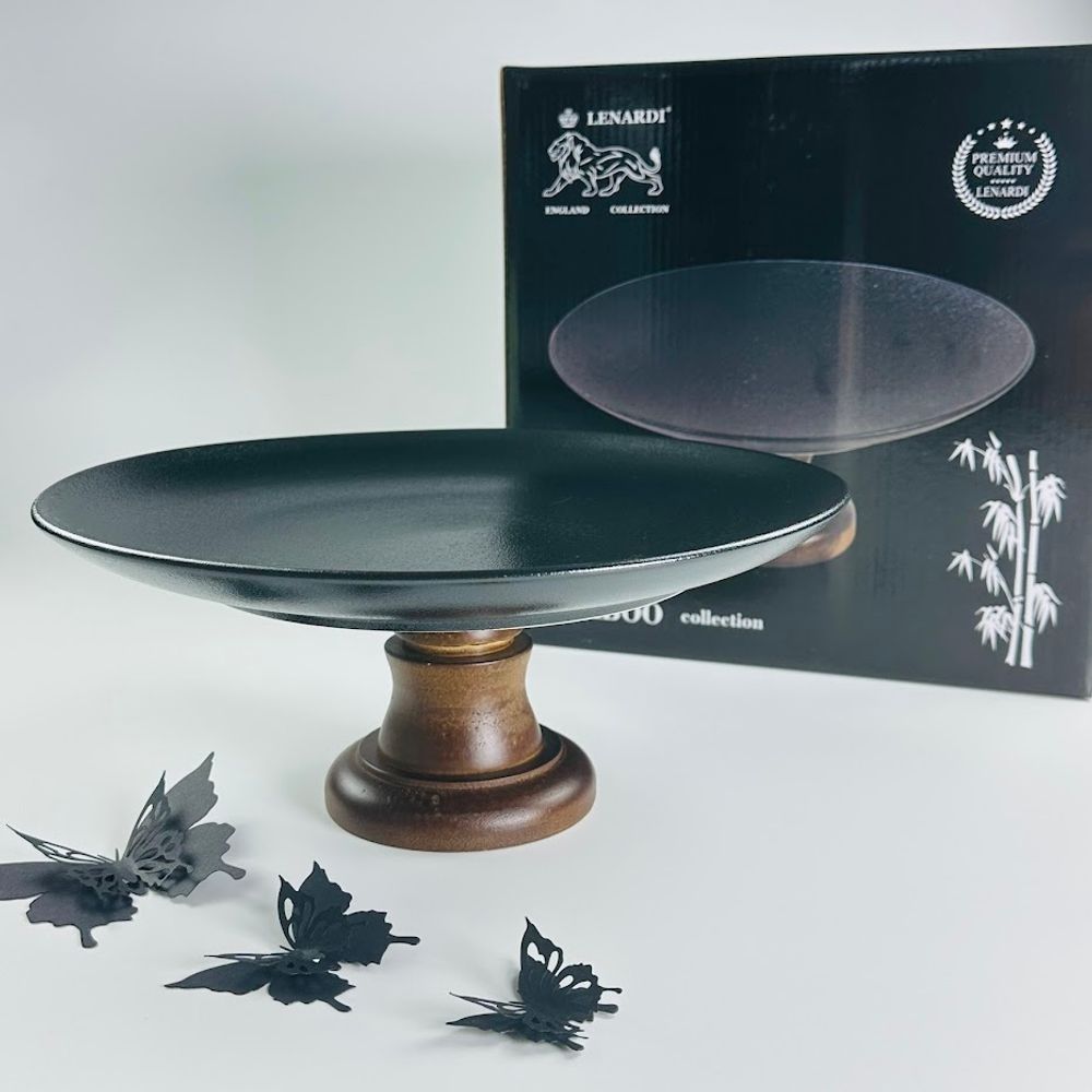 Lenardi 235-051 Тортовница 27см на ножке BLACKWOOD в под.уп.(х6)Фарфор