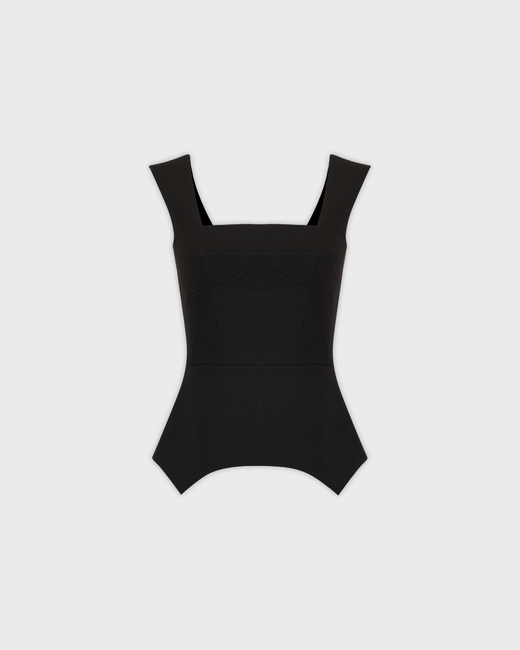 Корсаж с фигурной баской из костюмной ткани