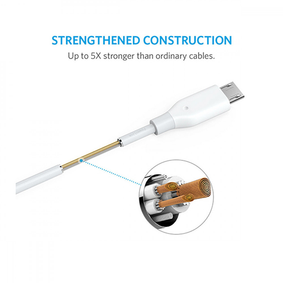 Кабель Anker Powerline USB 2.0 - Micro USB 1.8 м (A8133H21) белый