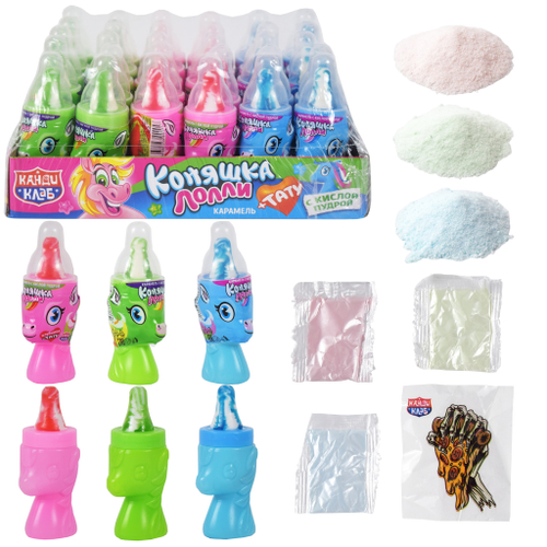 Карамель с кислой пудрой и татуировкой "Коняшка Лолли" ассорти 5г*30шт*12 блоков