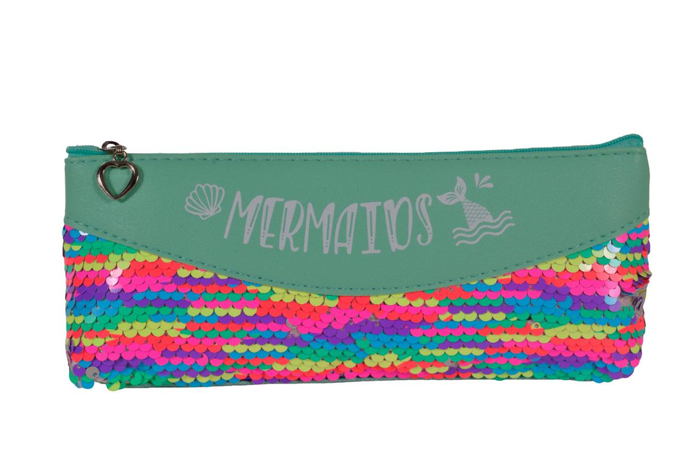 Пенал "Mermaid" 20,5*3.5*9 см, 2 отд., пайетки