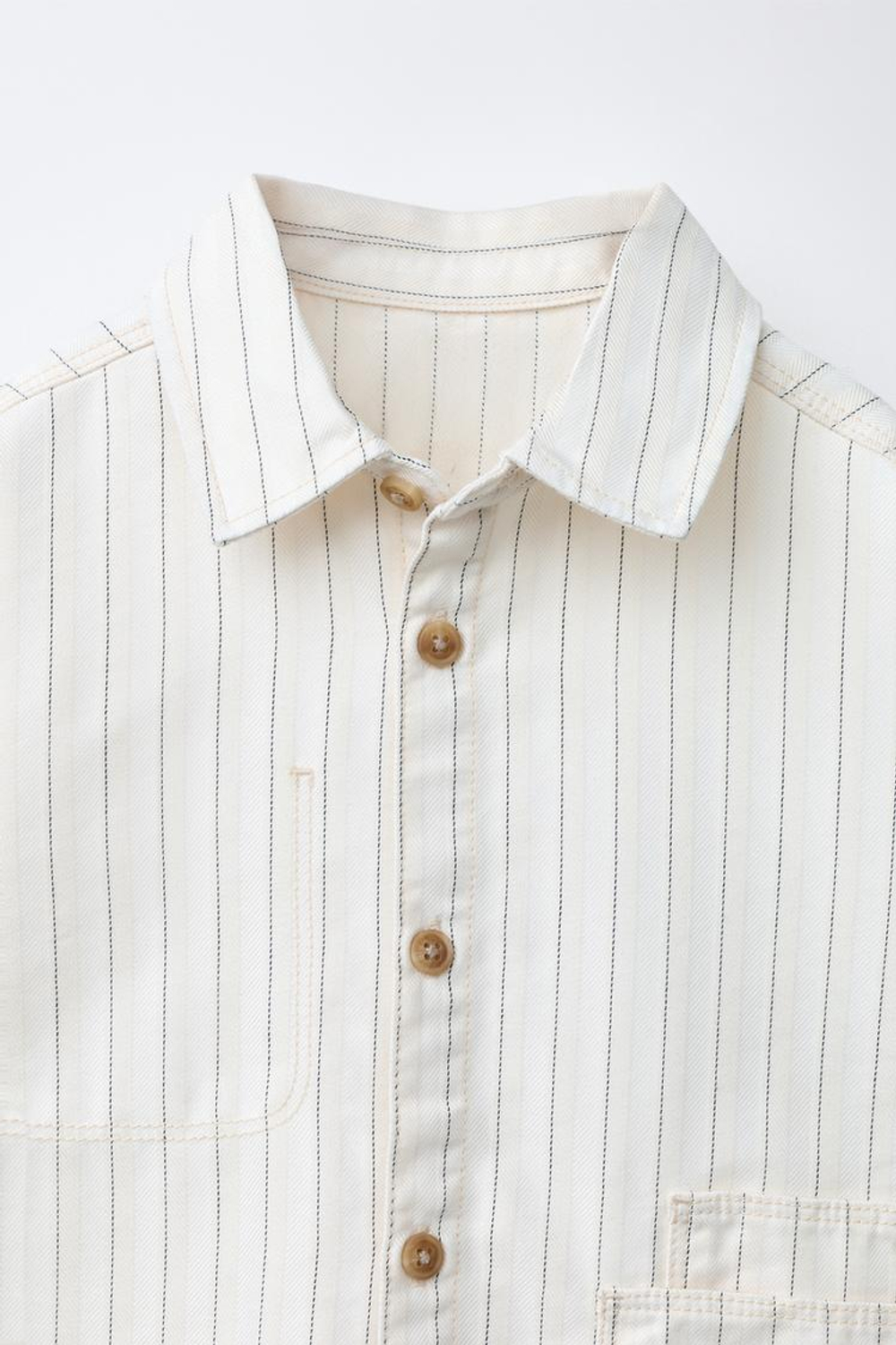 ZARA КУРТКА-РУБАШКА В ПОЛОСКУ, ЭКРЮ