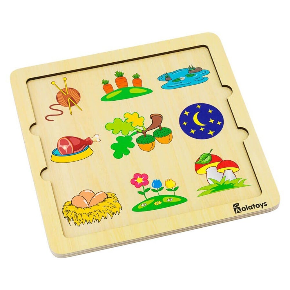 Пазл-ассоциации "Найди пару", развивающая игрушка для детей, обучающая игра из дерева