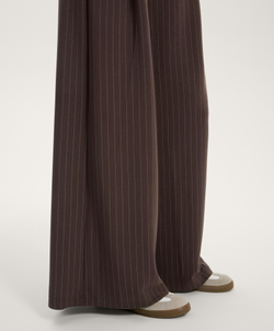 OYSHO Широкие брюки в полоску с мягким на ощупь модалом, темно-коричневый