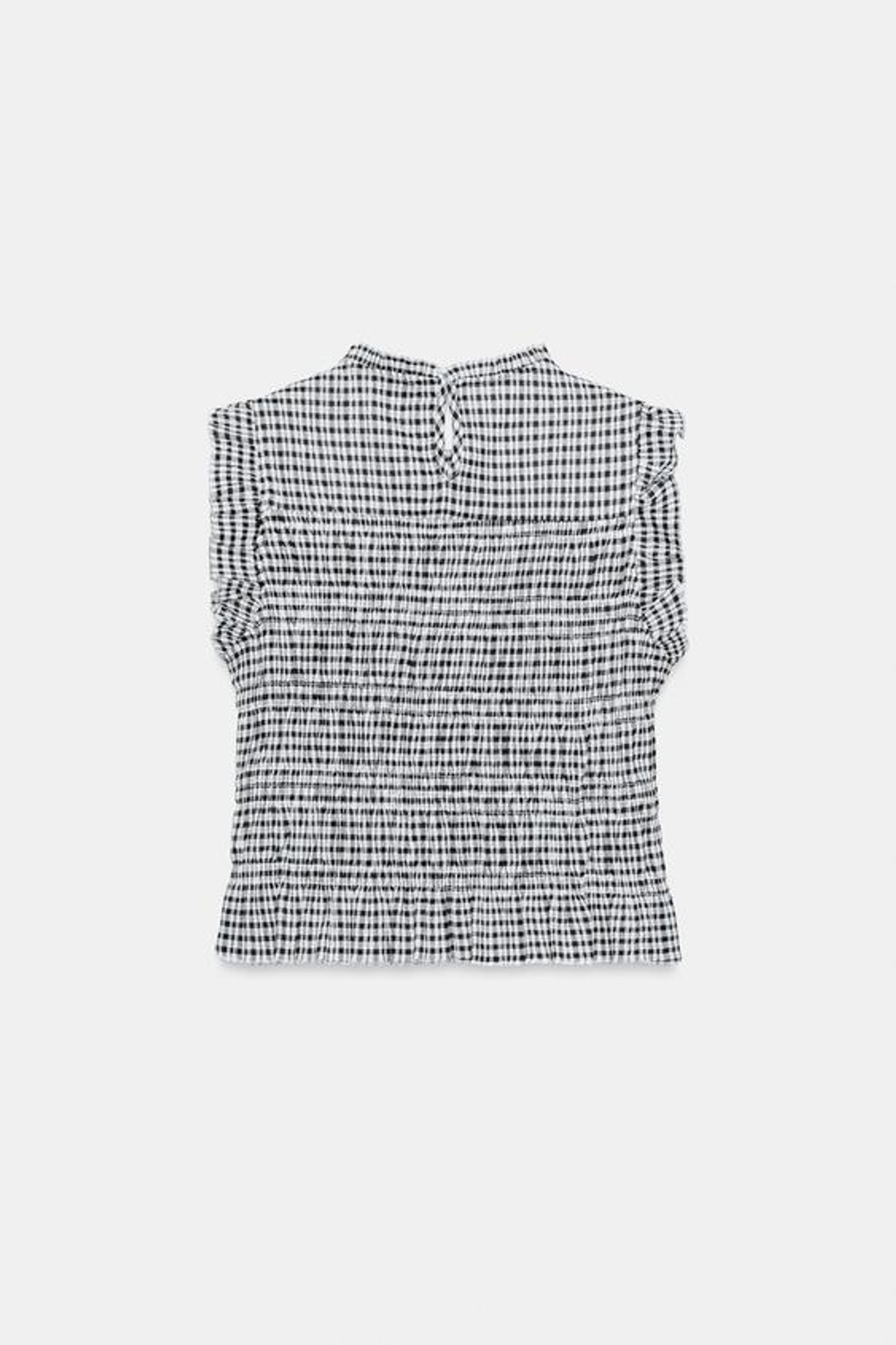 ZARA ТОП В КЛЕТКУ ВИШИ С ЭФФЕКТОМ ЖАТКИ, КОРИЧНЕВЫЙ/ЭКРЮ