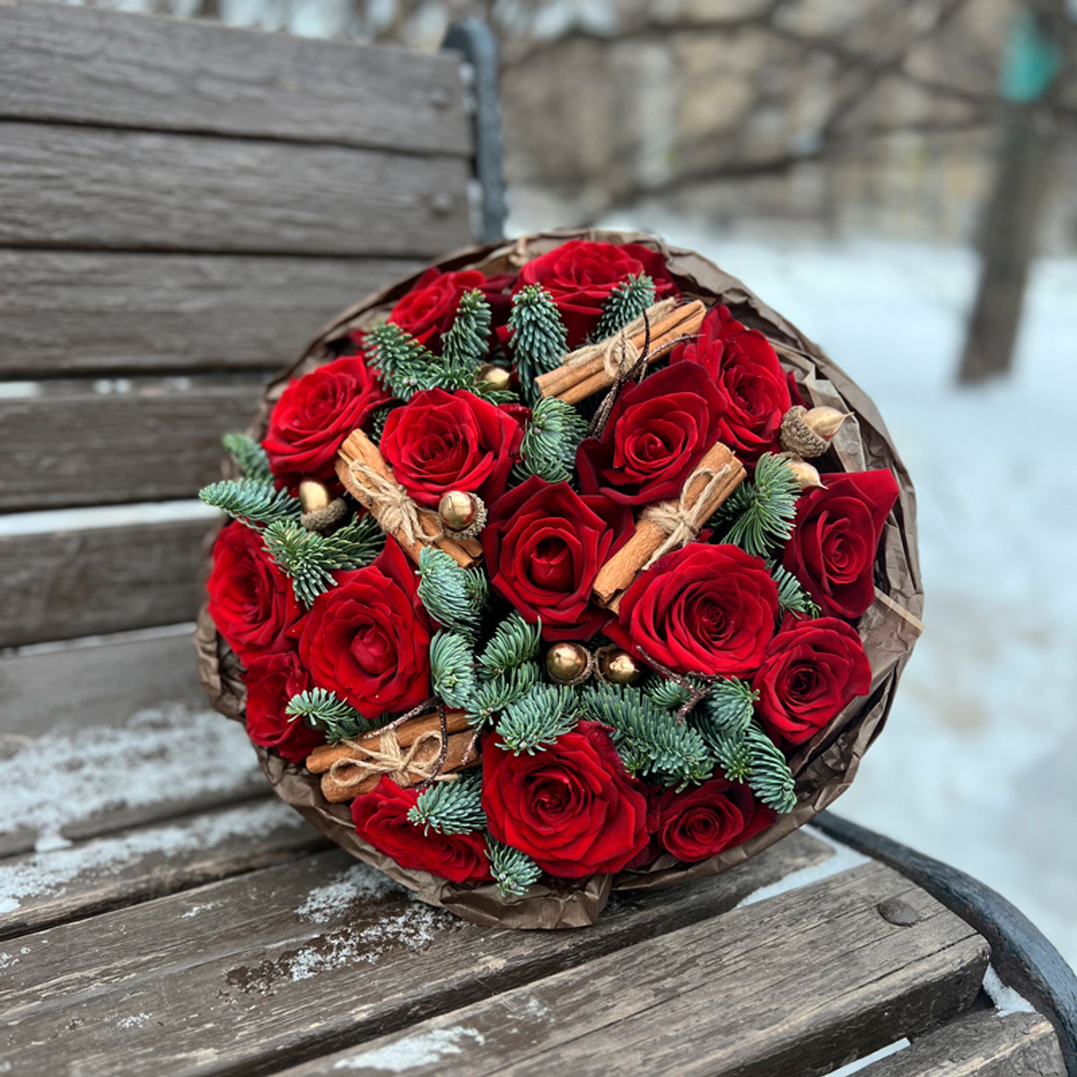 ❄ Красный с золотом | Баланс полушарий — новогодний букет