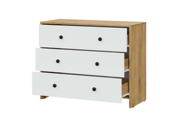 Дольче комод 3 ящика / Дуб золотой/Белый