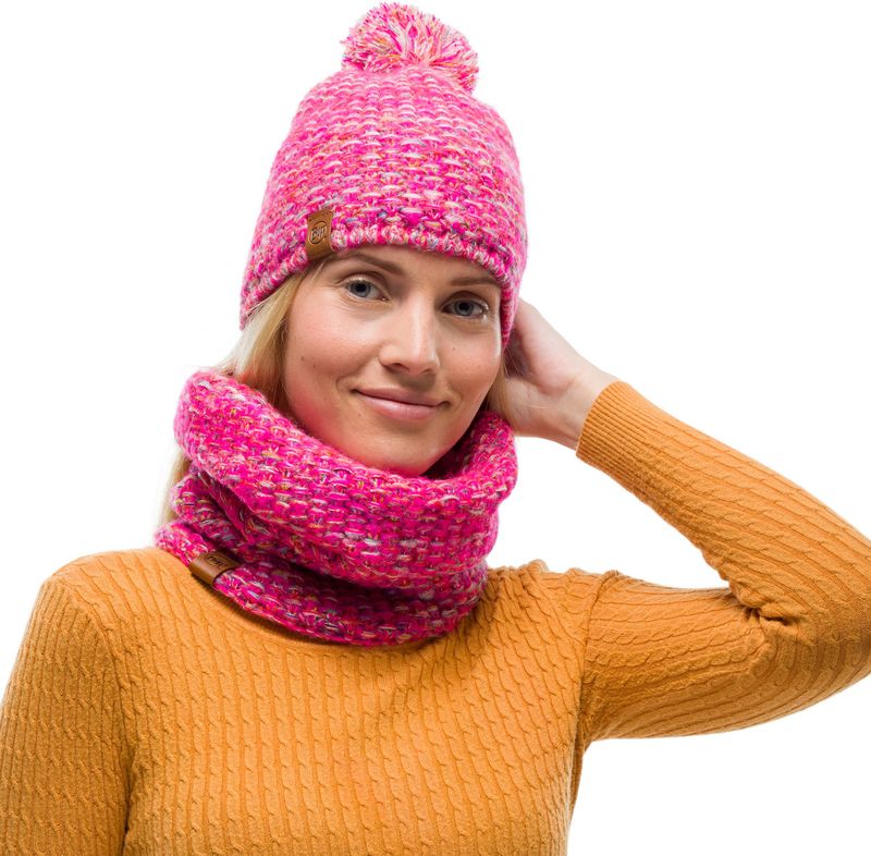 Вязаный шарф-труба с флисом Buff Neckwarmer Knitted Polar Grete Pink Фото 3