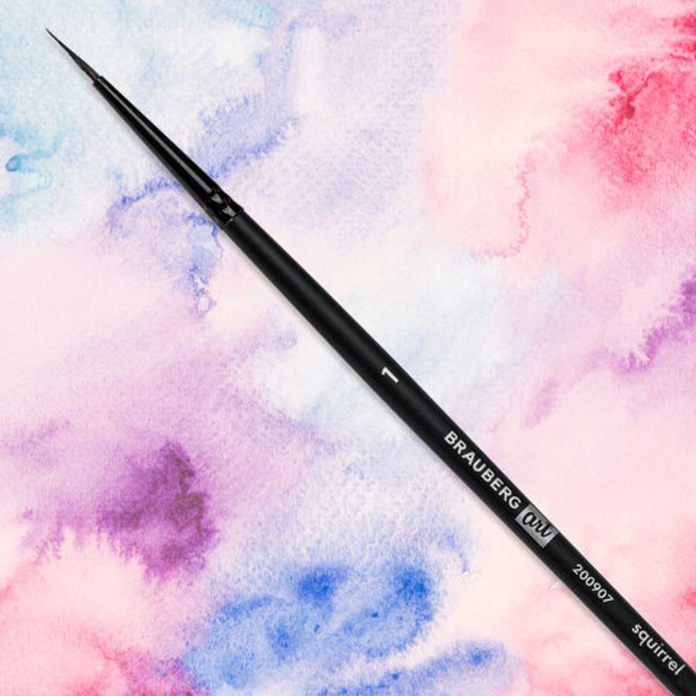 Кисть художественная проф. BRAUBERG ART CLASSIC, белка, круглая, № 1, короткая ручка, 200907