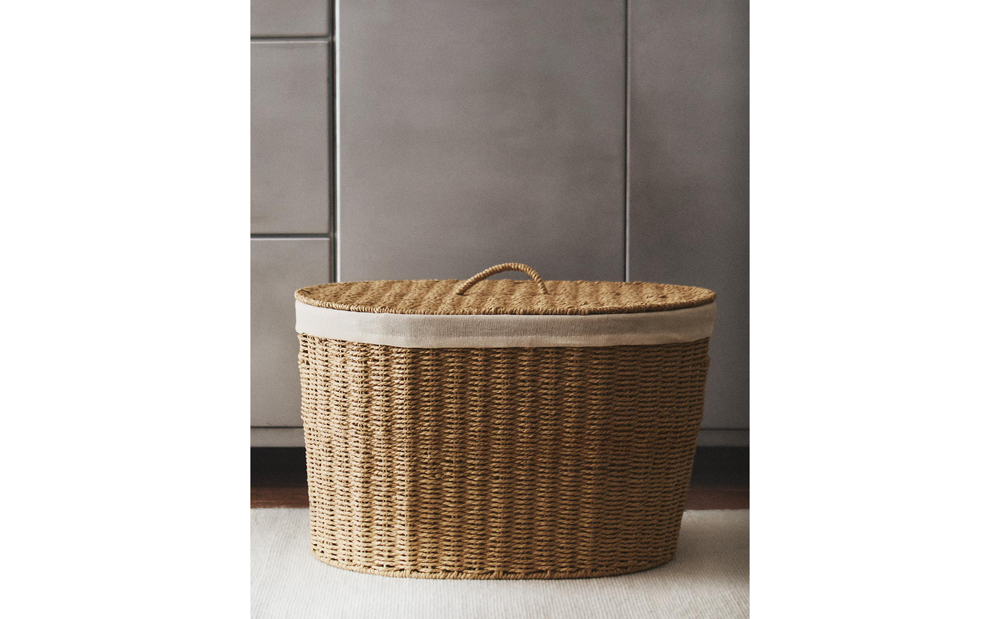 Zara Home Корзина из плетёной бумаги, цвет бежевый, 55 см