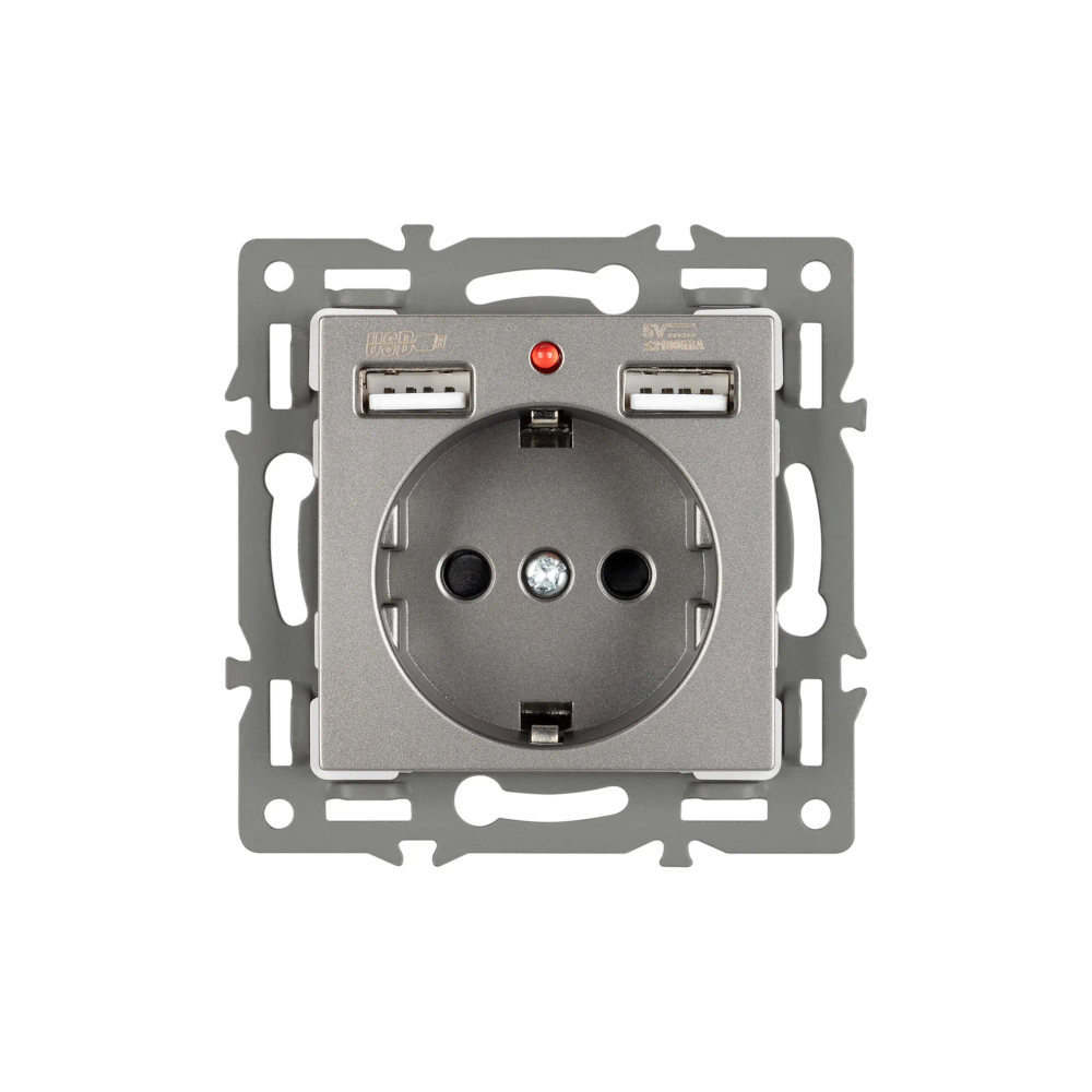 Механизм розетки с USB зарядкой SCT-MUAA-PL-GR (250V, 16A) (Arlight, -) 043735