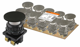 Выключатель кнопочный КЕ 021-У2-исп.2 гриб без фиксации черный 1з+1р 10A IP40, 30мм TDM SQ0753-0019