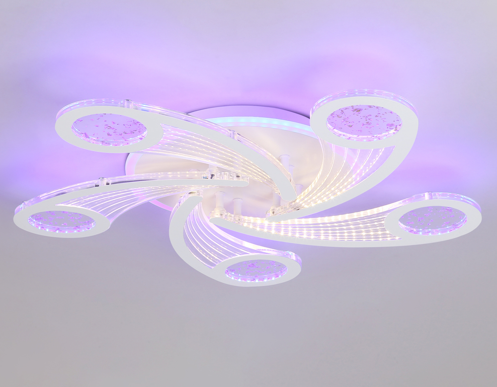 Светильник потолочный светодиодный с пультом FA4476/5 WH белый 98W 3000K+BL/4200K+PU/3000K+6400K D620*75 (ПДУ ИК)