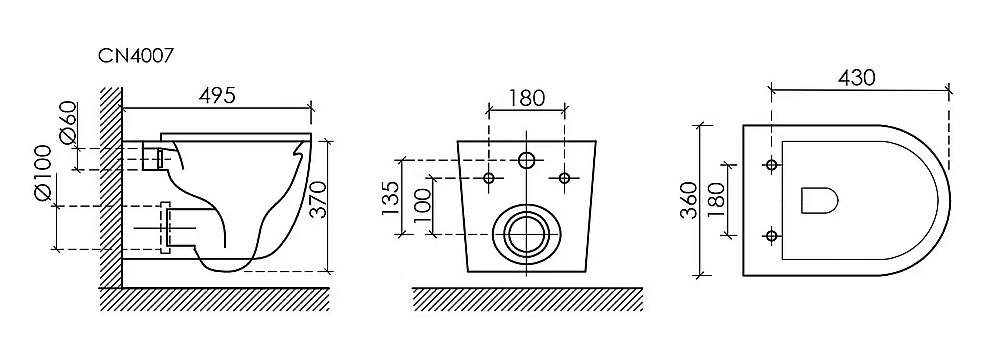 Унитаз подвесной Ceramica Nova UP CN4007MB безободковый, с крышкой микролифт, слив-торнадо, черный матовый