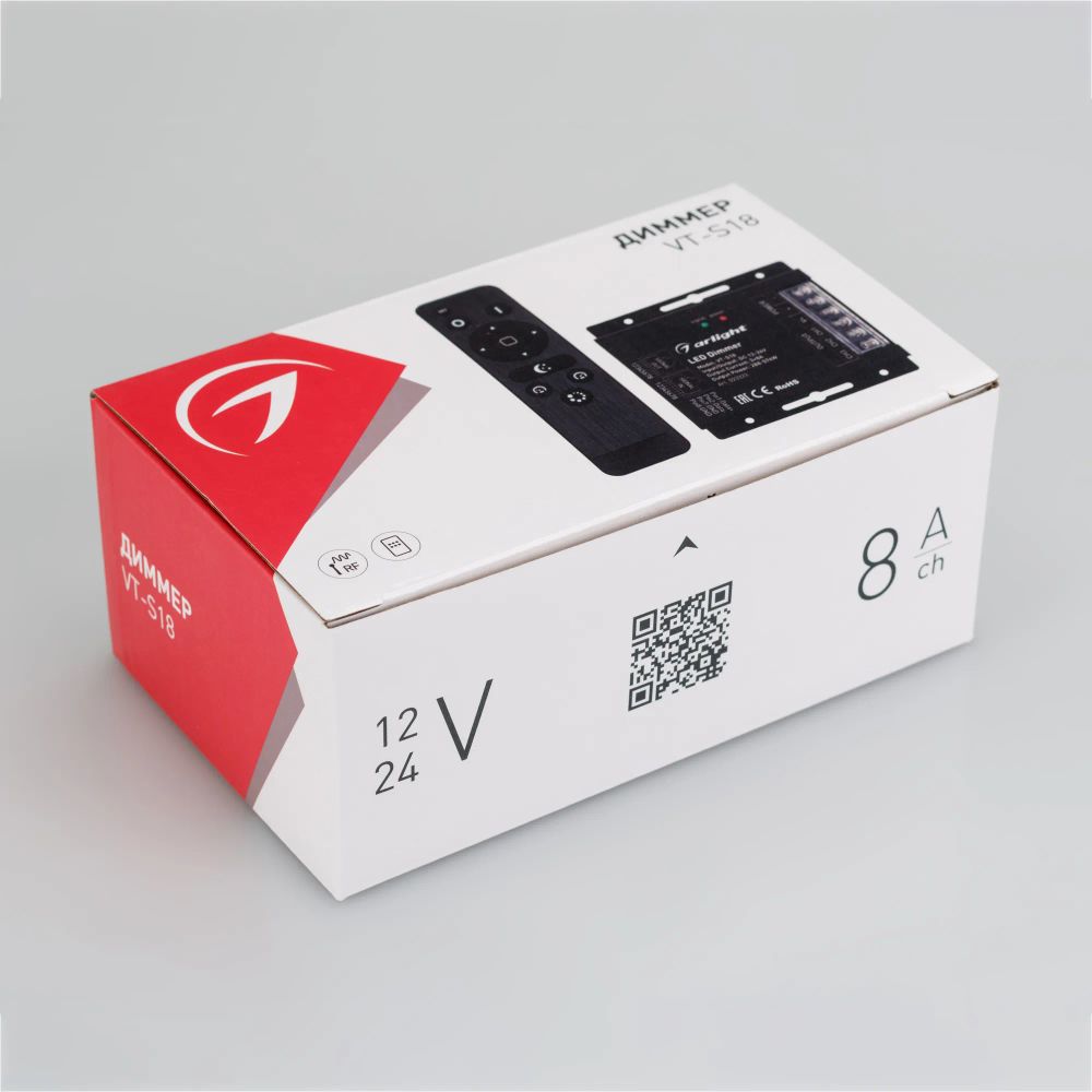 Диммер VT-S18-3x8A (12-24V, ПДУ Стик 12кн, RF) (Arlight, IP20 Металл, 3 года) 023323