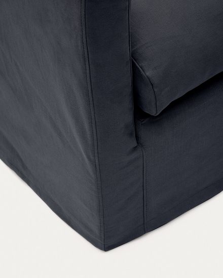 Кресло Nora со съемным чехлом и подушкой из льна и хлопка серо-антрацитовое 92 см Испания 