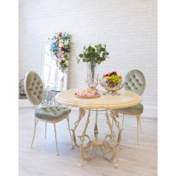 Кованый обеденный стол Аделаида 5 Айвори