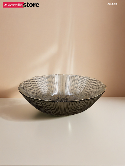 Салатник 1500 мл. 25х7 см. стекло с золотистой обводкой