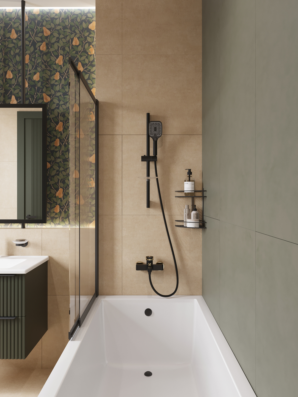 Смеситель для ванны с душем STWORKI Малунг S11100BG матовый черный, глянцевое золото