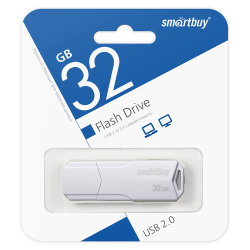 Память Smart Buy "Clue" 32GB, USB 2.0 Flash Drive, белый