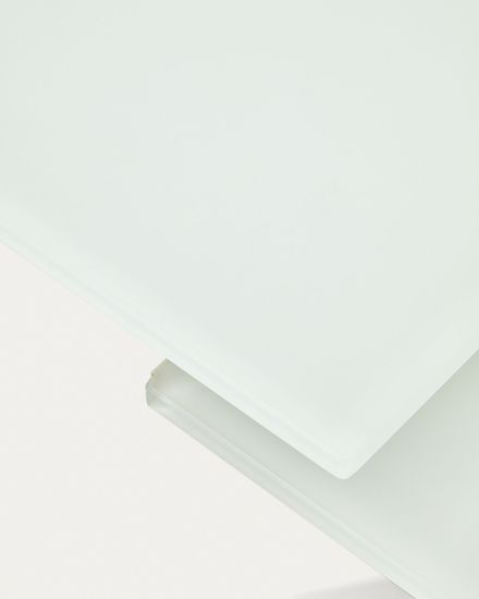 Vashti Раздвижной стол из стекла и МДФ со стальными ножками белого цвета160 (210) x 90 см