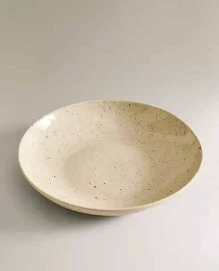 ZARA HOME ГЛУБОКАЯ ТАРЕЛКА ИЗ КЕРАМИКИ С УЗОРОМ В ГОРОШЕК, БЕЖЕВЫЙ