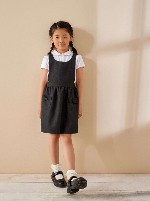 Сарафан школьный с карманами для девочки Next 975-008, Серый