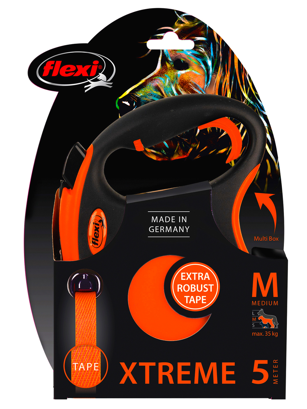 Поводок-рулетка Flexi XTREME M. Лента 5 м. для собак до 35 кг. Оранжевый