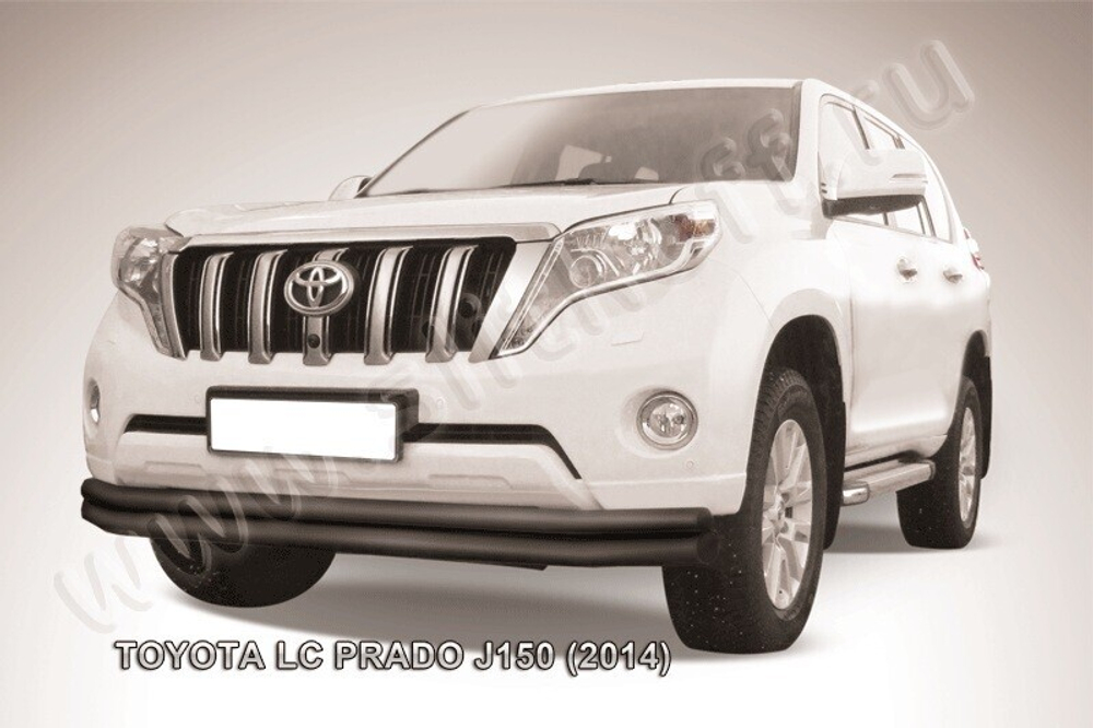 Защита переднего бампера (нержавейка) Toyota Land Cruiser Prado J150 (2013-2017) d76+d57 длинная (черный)