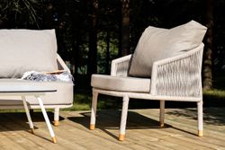 "Верона" лаунж-зона 5-местная плетеная из роупа (веревки), каркас алюминиевый белый, роуп бежевый