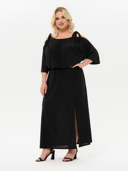 Платье вечернее с открытыми плечами, чёрное