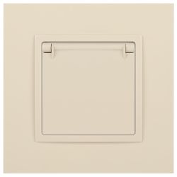 Розетка ЭРА Elegance 14-2103-02 с заземлением 2P+E Schuko со шторками с крышкой 16A-250В IP20 слоновая кость