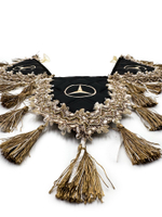 Вымпел тройной Mercedes (экокожа, черный с бежевыми кисточками)
