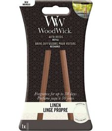 Свежее белье, палочки для ароматизатора в авто, Woodwick