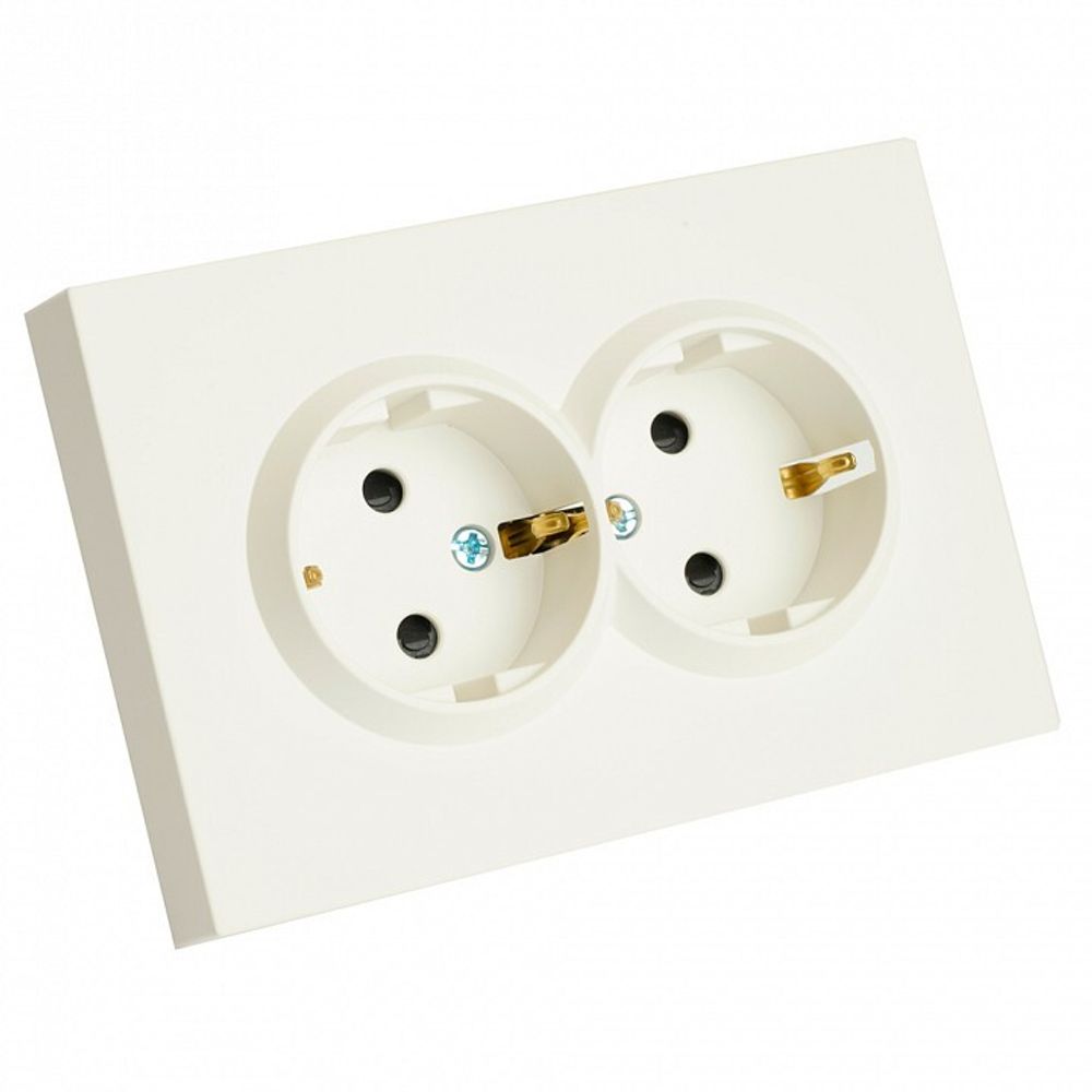 Розетка двойная с заземлением и со шторкой Stekker Эмили 49882