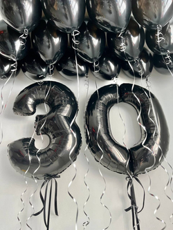 Воздушные шары цифры чёрные на 30 лет №2655