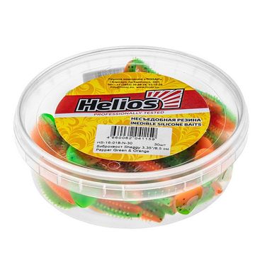 Виброхвост несъедоб. Shaggy 3,35'/8,5 см Pepper Green & Orange 30шт. (HS-16-018-N-30) Helios