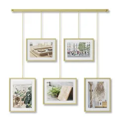 Панно для фотографий Exhibit 5 рамок латунь