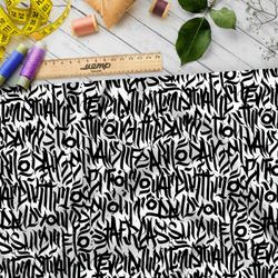 Ткань премиум сатин черно-белая абстракция