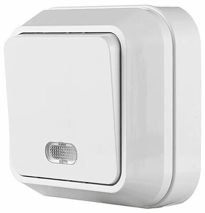 Выключатель Makel белый одноклавишный накладной с подсветкой 45121