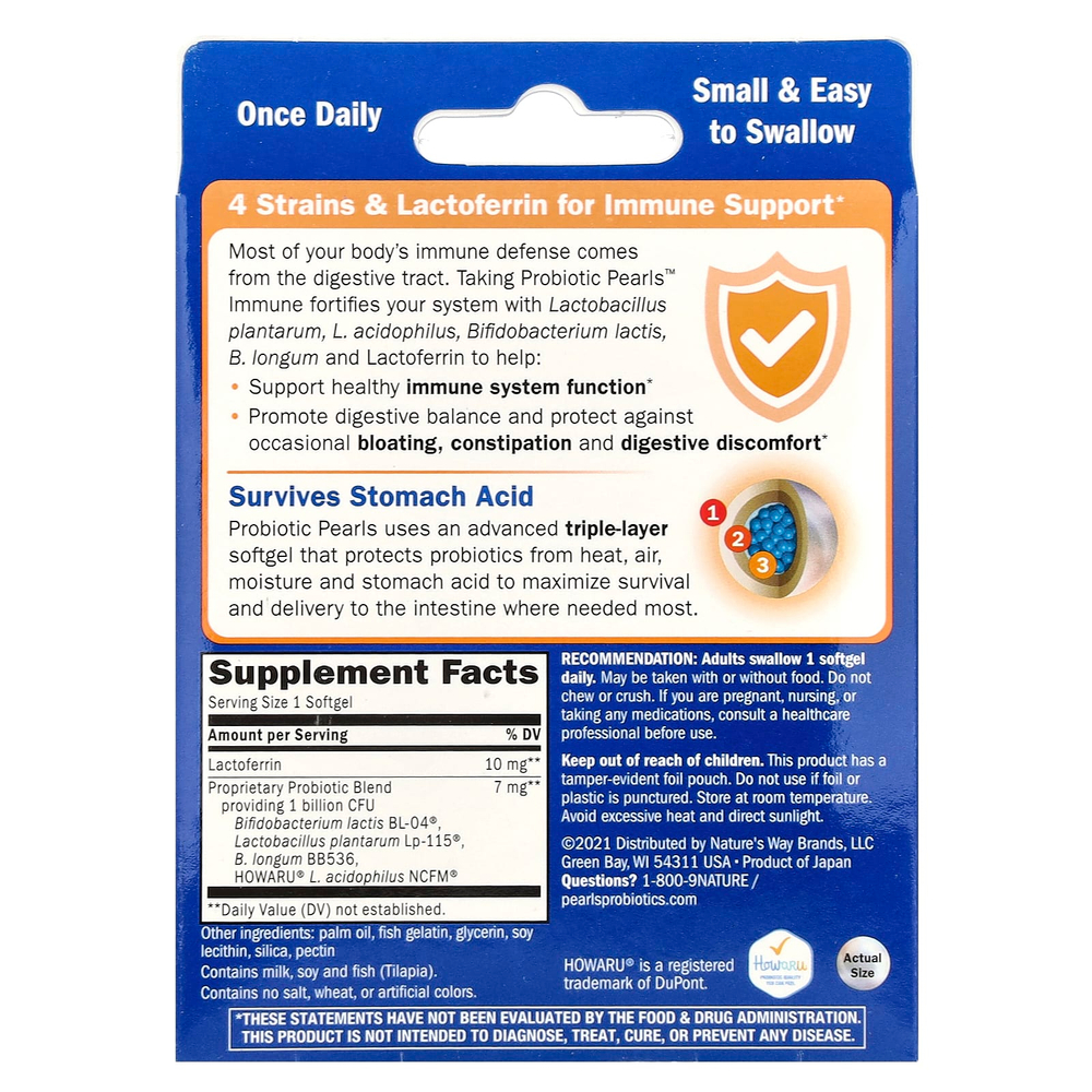 Nature's Way, Пробиотический жемчуг для укрепления иммунитета, регулярности и иммунитета, 30 мягких таблеток