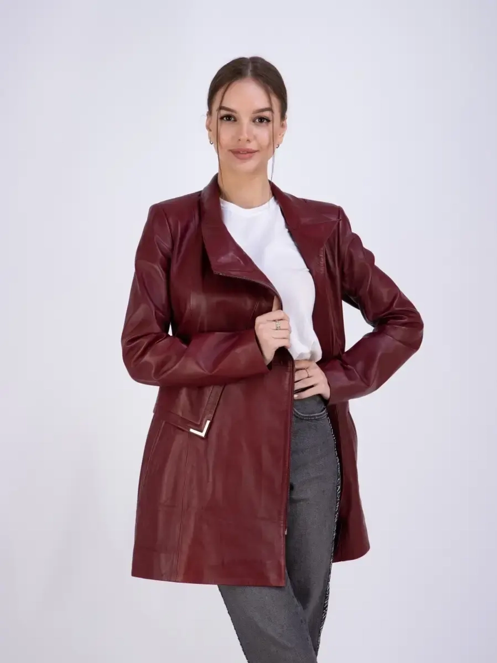 Плащ женский из натуральной кожи Турция