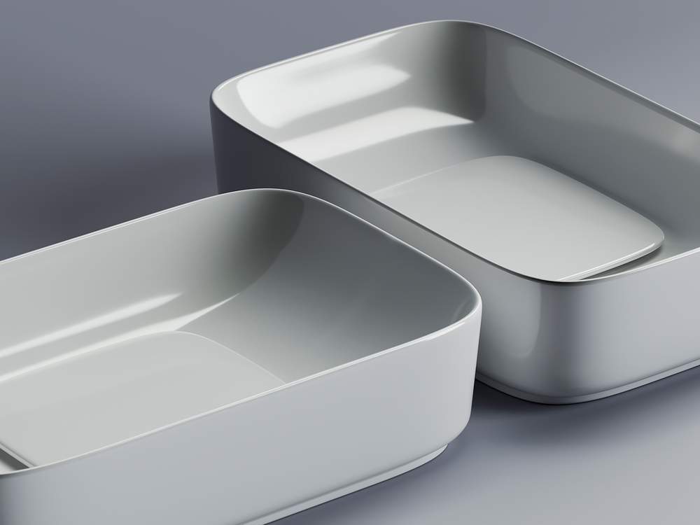 Умывальник чаша накладная прямоугольная с керамической накладкой на сливное отверстие Element 600x375x145мм