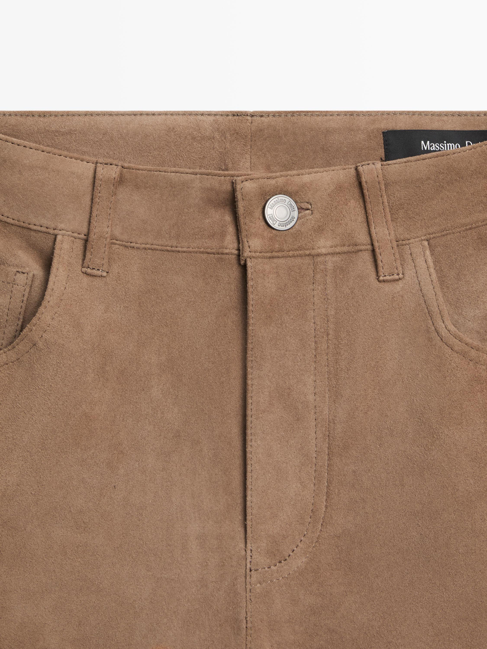 Massimo Dutti Легинсы из замши расклешенного кроя, серо-коричневый