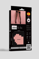 Пикантные чулочки в мелкую сетку с рисунком сзади (Размер: S-M-L) (Цвет: красный)